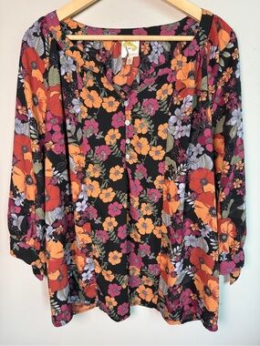 Fig and Flower Floral Boho Blouse Plus Size 3X